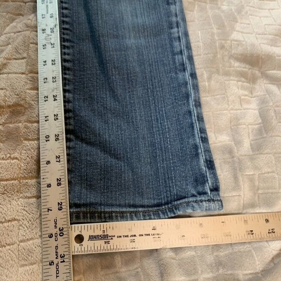 Express X2 Womens 10 Denim Jeans Blue Straight Medium Wash Stretch Low Rise - Picture 8 of 12